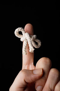 String tied on finger