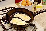 fried eggs on skillet