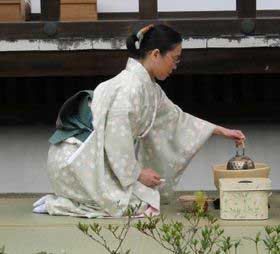 Japanese lady preparing Special Green Tea