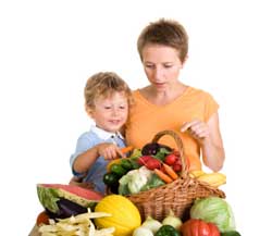 Mother and Son Choosing Vegetables