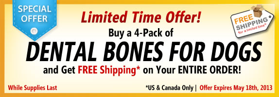 Dental Bones for Dogs 4-Pack Promo Free Shipping