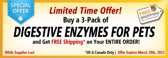 Limited Time Offer! Order a 3-pack of Digestive Enzymes and get a free shipping on your entire order!