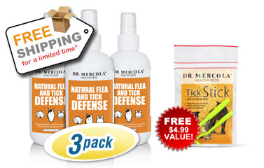 Natural Flea and Tick Defense 3-Pack Free Shipping with Free Tick Stick