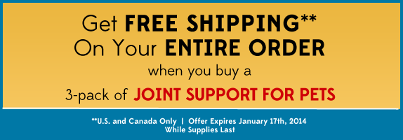 Limited Time Offer! Order a 3-pack of Joint Support for Pets and get a free shipping on your entire order!