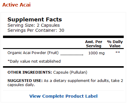 Acai Berry Label Snapshot