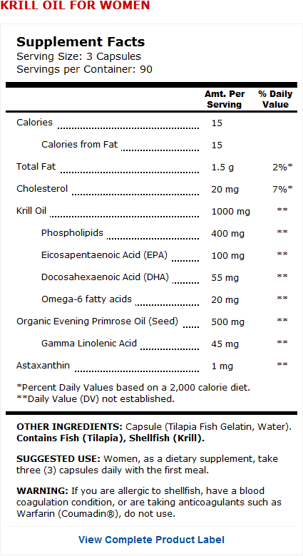 Krill Oil Label Snapshot
