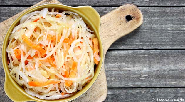 sauerkraut with carrot in bowl
