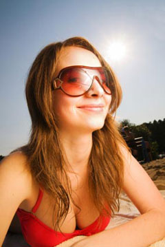 woman ultraviolet rays tanning