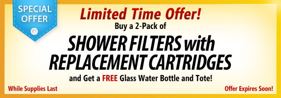 Shower Filter Free Glass Water bottle and Tote Banner