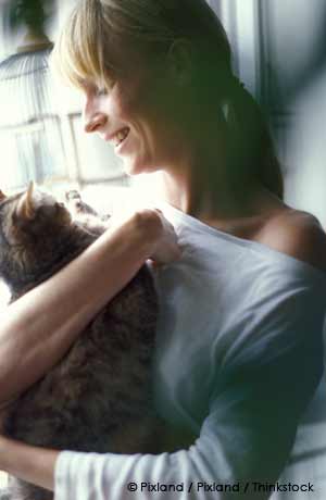 Owner with beloved pet cat