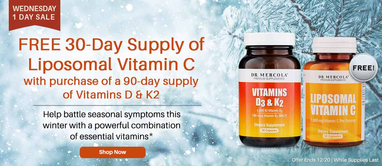 Free Vitamin C  30-Day With Your Purchase of Vitamin D & K2 90-Day Supply