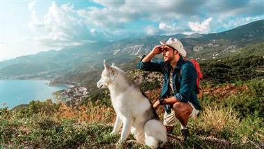 hiking with dog