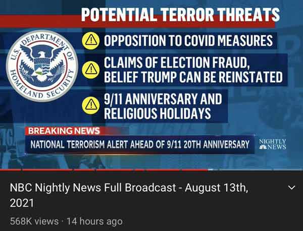 potential terror threats