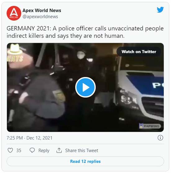 German protestor and a cop debate