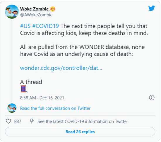 A Woke Zombie tweet
