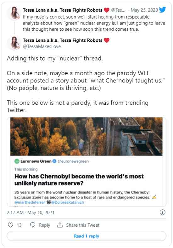 chernobyl nature reserve tessa lena tweet