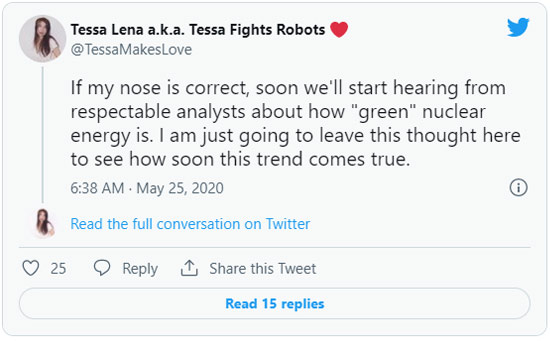 green nuclear energy tessa lena tweet
