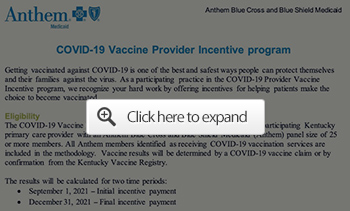 covid vaccine provider incentive program