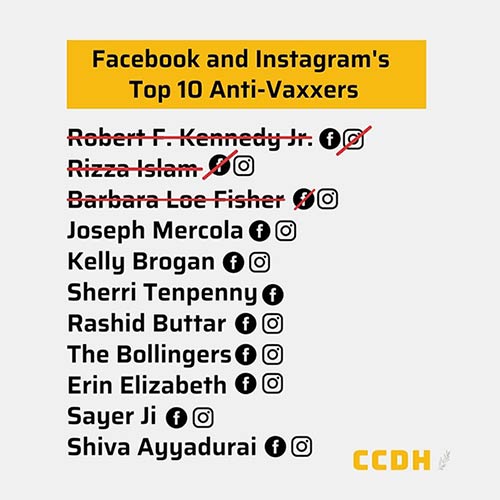 facebook instagram top 10 anti-vaxxers