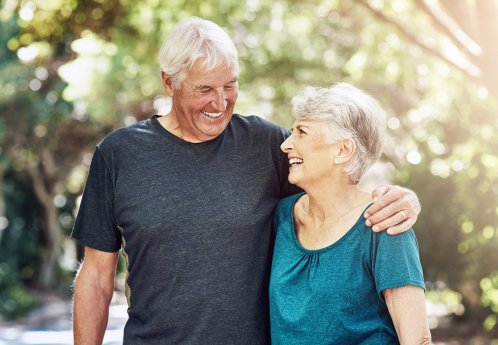 healthy old man and woman