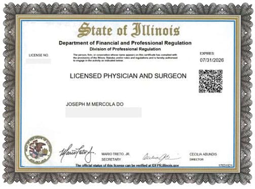 Dr. Mercola License