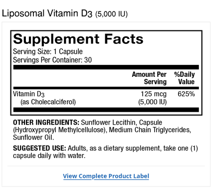 Liposomal Vitamin D 5000 Iu 30 90 Day Supply Mercola