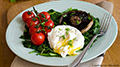 Poached Eggs over Collards with Fresh Mushrooms Recipe