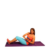 Crunch and rotation with dumbbells