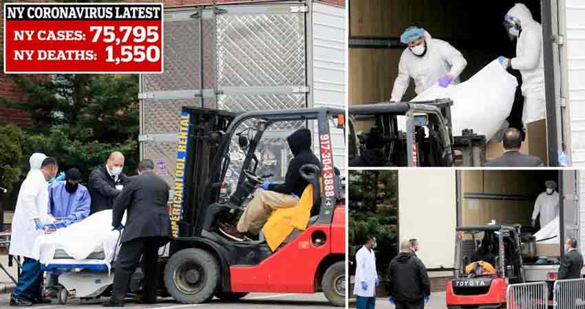 covid propaganda nyc fork lift
